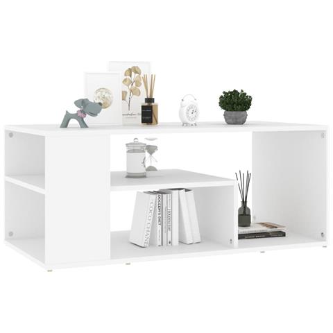 Lusso Casadino -  Tavolino Da Salotto Bianco 100x50x40 Cm In Legno Multistrato - Foto 2