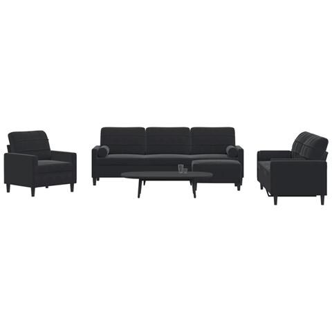 Set di Divani 4 pz con Cuscini e Rinforzi Nero in Velluto - Foto 2