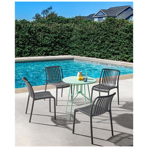 Set Di 4 Sedie Da Giardino Ariccia Nero - Foto 1