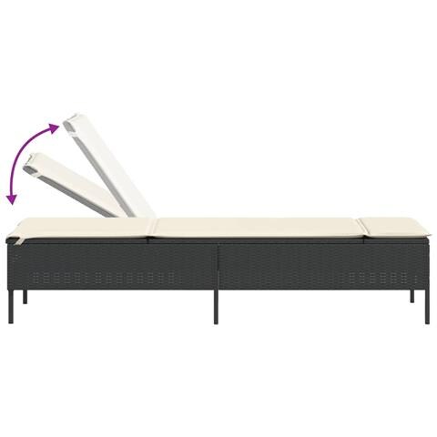 Set Lettini Prendisole con Cuscini 3pz Nero in Polyrattan - Foto 9