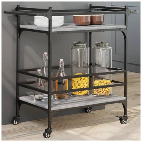 Carrello da Cucina Grigio Sonoma 82x40x78,5cm Legno Multistrato - Foto 2