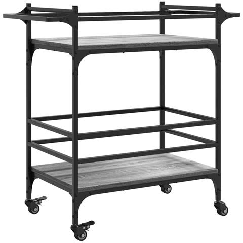 Carrello da Cucina Grigio Sonoma 82x40x78,5cm Legno Multistrato - Foto 9