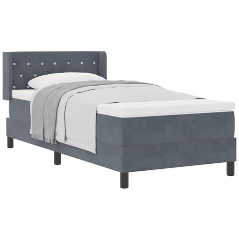 Letto a Molle con Materasso Grigio Scuro 90x190 cm Velluto - Foto 1