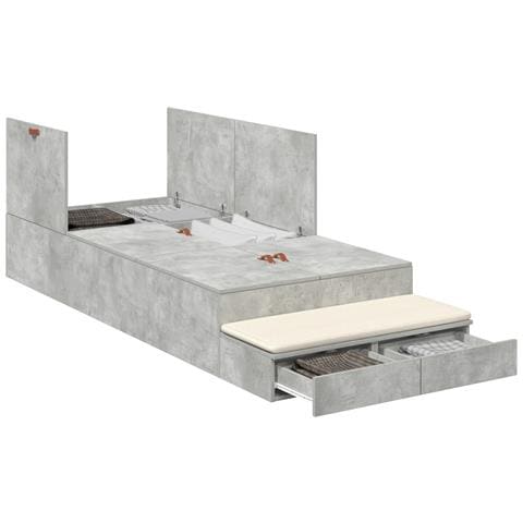 Struttura Letto con Contenitore Grigio Cemento 90x190 cm - Foto 1