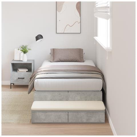 Struttura Letto con Contenitore Grigio Cemento 90x190 cm - Foto 2