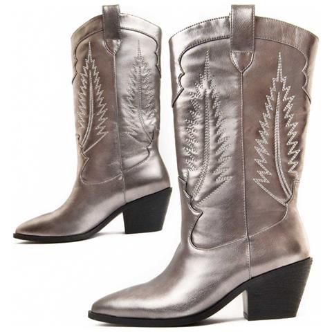 Stivale Con Tacco Tejan2 Grigio Grigio Materiale Sintetico E Tessile - Foto 1