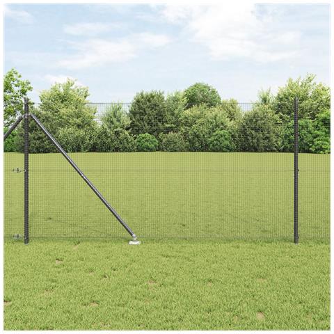 Recinzione in Fil di Ferro Saldato con 7 Pali a Picco Grigio 1,4x10 m Acciaio - Foto 2