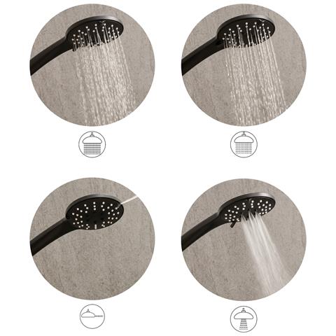 Kit Doccia Con Soffione E Flessibile Churun 4 Funzioni Nero - Foto 2