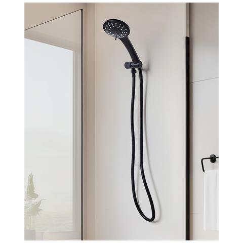 Kit Doccia Con Soffione E Flessibile Churun 4 Funzioni Nero - Foto 1