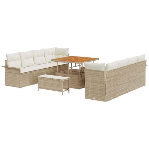 Set Divano da Giardino 11 pcs Beige e Crema 100 x 100 x 71 cm - Foto 1