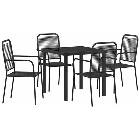 Set da Pranzo per Giardino 5 pcs Nero - Foto 1