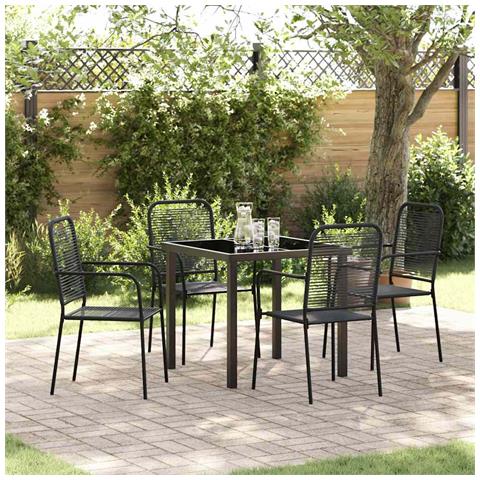 Set da Pranzo per Giardino 5 pcs Nero - Foto 2