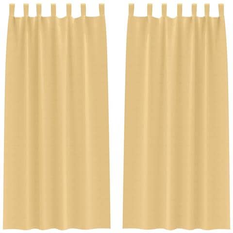 Tende con tende 2 pcs Beige Poliestere - Foto 1