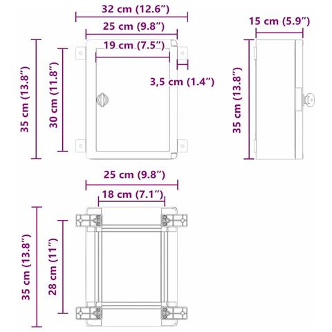 Armadietto di Controllo Grigio 25 x 15 x 35 cm Plastica ABS - Foto 9