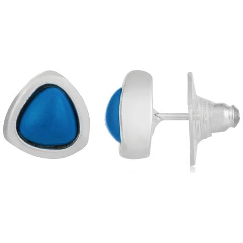 Orecchino In Argento Con Bottone Triangolare In Resina Blu - Foto 1