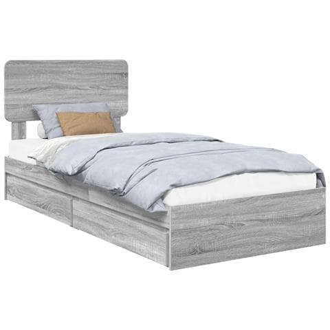 Letto con Contenitore con testiera Grigio Sonoma 90 x 200 cm - Foto 1