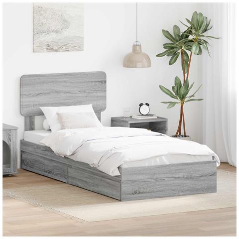 Letto con Contenitore con testiera Grigio Sonoma 90 x 200 cm - Foto 2
