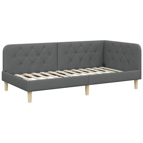 Cornice del letto ad angolo Grigio scuro 100 x 200 cm Tessuto - Foto 1