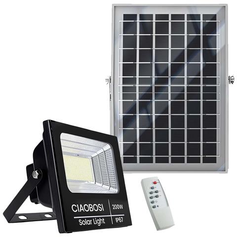 Proiettore Solare Led 200w Ip67 Con Pannello Solare Separato E Telecomando - Foto 1