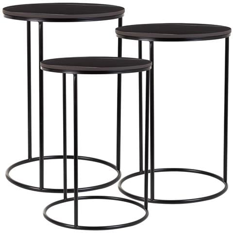 Set Tavoli 3 Pezzi Metallo Nero 29x29x46h-34x34x52h-39x39x57h Cm - Foto 1