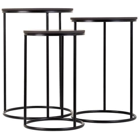 Set Tavoli 3 Pezzi Metallo Nero 29x29x46h-34x34x52h-39x39x57h Cm - Foto 2