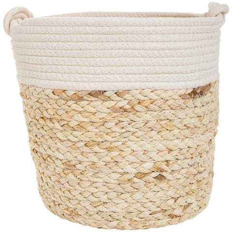 Cestino In Fibra Naturale E Cotone Marrone D29,5x29 - Foto 2