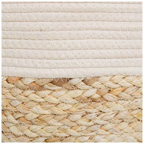 Cestino In Fibra Naturale E Cotone Marrone D29,5x29 - Foto 8