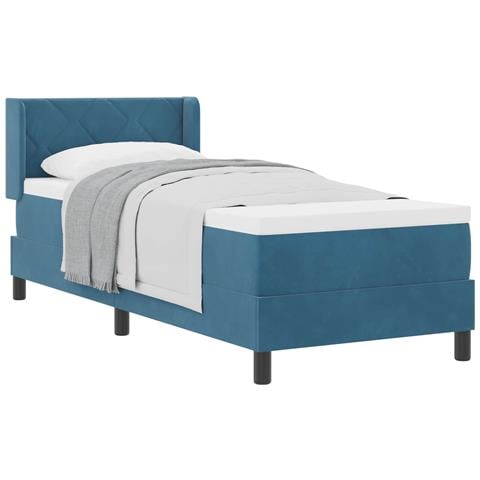 Letto a molle con materasso Blu Scuro 200 x 80 cm Poliestere - Foto 1
