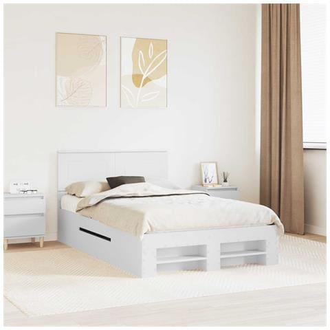 Struttura del letto Bianco 137 x 203 cm Legno multistrato - Foto 2