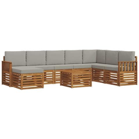 Set divani con cuscino 9 pcs Grigio Naturale e Chiaro - Foto 1
