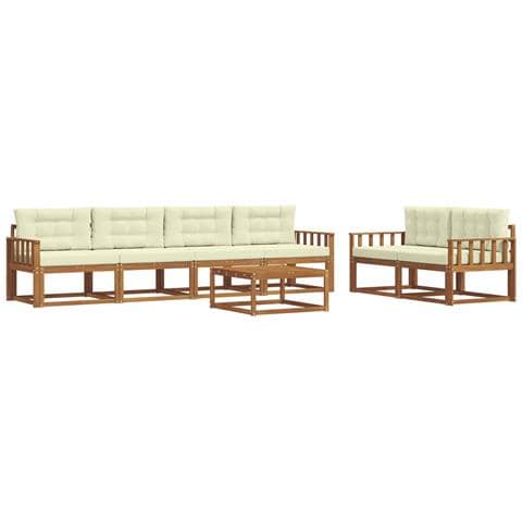 Set di divani da esterno con cuscino 7 pcs Naturale e Crema - Foto 1