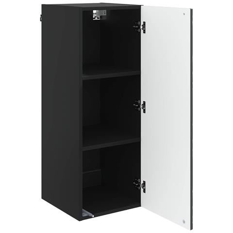 Mobiletto a muro Nero 33 x 34,5 x 90 cm Legno ingegnerizzato - Foto 2