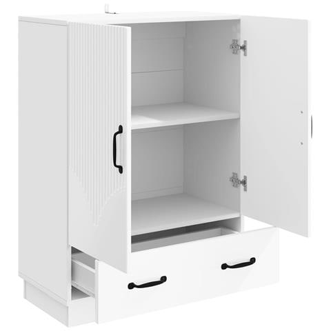 Credenza Bianco Lucido 66 x 34,5 x 92 cm Legno ingegnerizzato - Foto 2