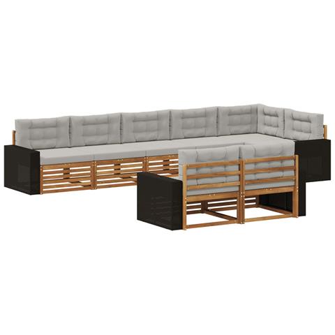 Set di divani da esterno 8 pcs Naturale e Grigio Chiaro - Foto 1