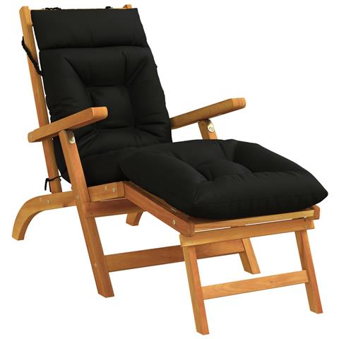Cuscino per Lettino VIANEN 100% Poliestere Nero 200 x 60 x 8 cm - Foto 2