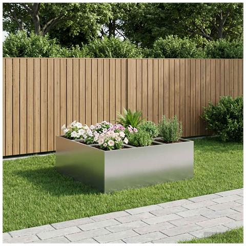 Vaso da giardino Argento 100 x 100 x 50 cm Acciaio zincato - Foto 2