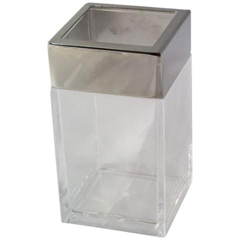 BICCHIERE BAGNO Porta spazzolino in PVC TRASPARENTE 6x6x11H cm - Foto 1