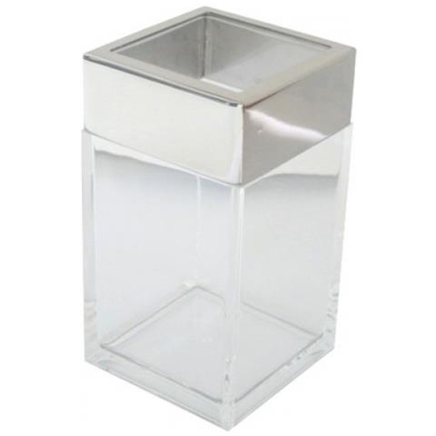 BICCHIERE BAGNO Porta spazzolino in PVC TRASPARENTE 6x6x11H cm - Foto 2