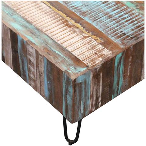 Tavolino Da Caffè In Legno Massello Anticato 100x50x38 Cm - Foto 2