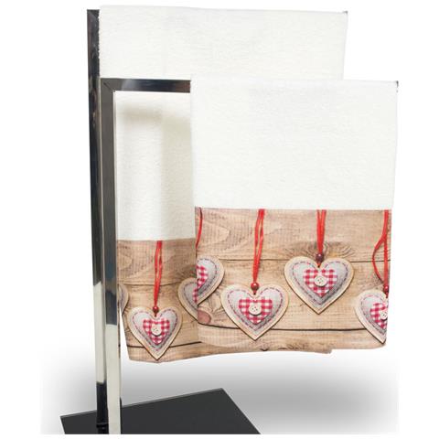 Set Asciugamani E Teli Bagno In Stampa Digitale Linea Fresh Dis. Cuore Di Pezza 34 Telo Bagno Cuore Pezza - Foto 3