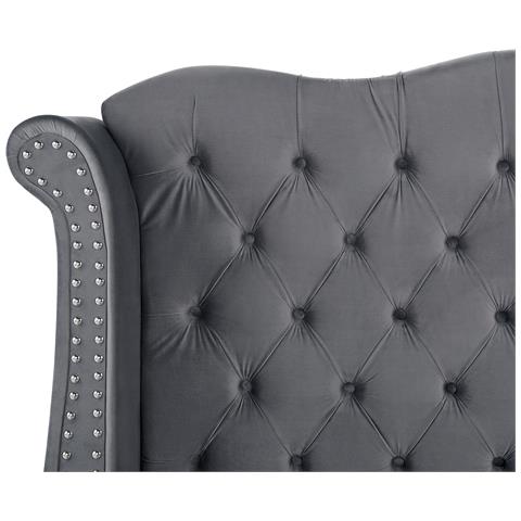 Letto Matrimoniale In Velluto Grigio 180 X 200 Cm Ayette - Foto 18