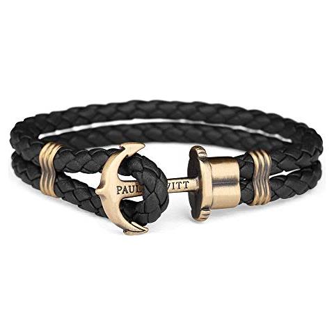 Bracciale Uomo Con Ancora Phrep - Bracciale Uomo Ancora In Pelle (nero), Bracciale Uomo Marinaro Con Ciondolo Ancora In Acciaio (ottone)  - Foto 1