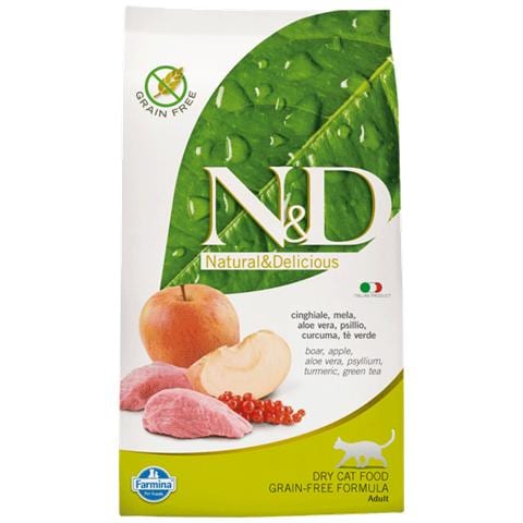 Cibo per Gatti N&D Grain Free Feline Adult Cinghiale e Mela 300 gr - Foto 1