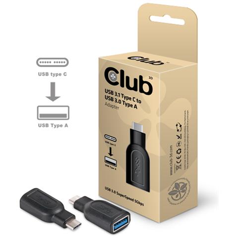 USB 3.1 Type C to USB 3.0 Adapter, USB Type C 3.1, USB 3.0, Maschio / femmina, Oro, Nero, FCC, CE - Foto 1
