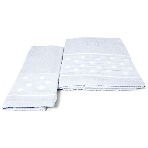 Set Asciugamano Copiola Salvietta Bagno In Spugna 100% Cotone Mod Pois Grigio - Foto 10
