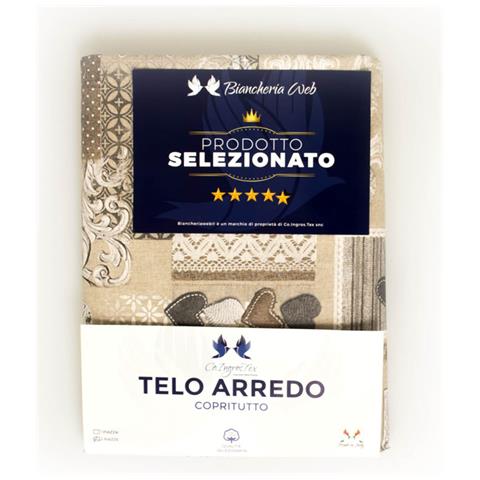 Telo Arredo Granfoulard Copritutto Cotone Made Italy Vari Disegni Arredatutto Copriletto Multiuso 2 Piazze Margot Beige - Foto 5