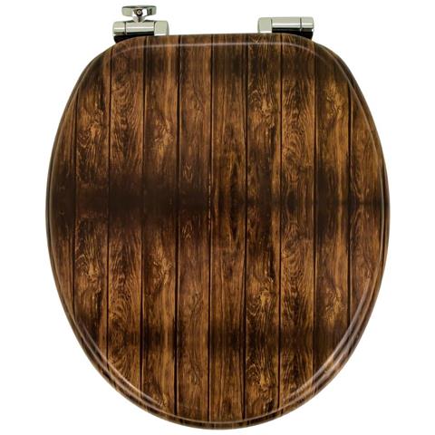 Sedile Wc Copri Vater Universale Frizionato Fantasia In Mdf Chiusura Rallentata *** Fantasia : Brown Wood - Foto 2