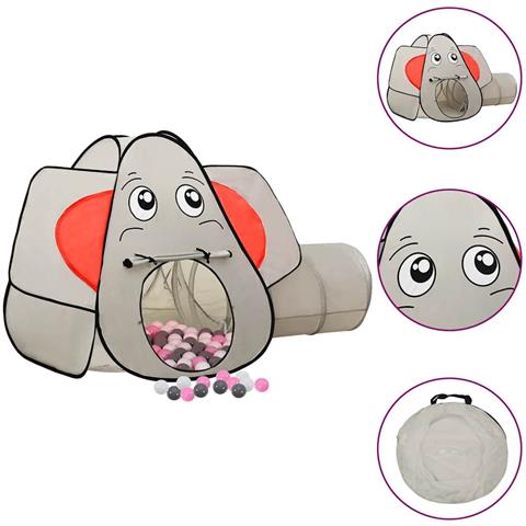 Tenda Gioco Bambini Elefante Grigio 250 Palline 174x86x101 Cm - Foto 1
