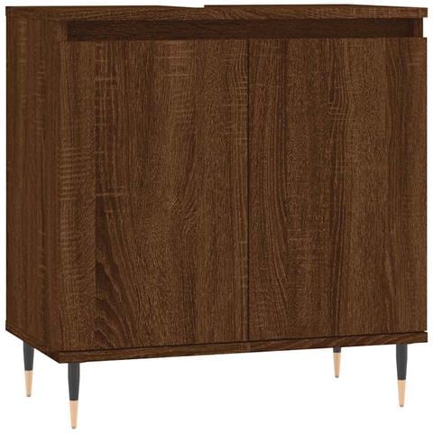 Armadietto Bagno Rovere Marrone 58x33x60cm In Legno Multistrato - Foto 1