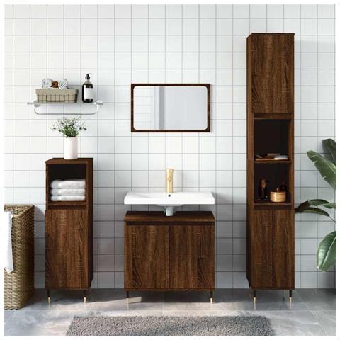 Armadietto Bagno Rovere Marrone 58x33x60cm In Legno Multistrato - Foto 10